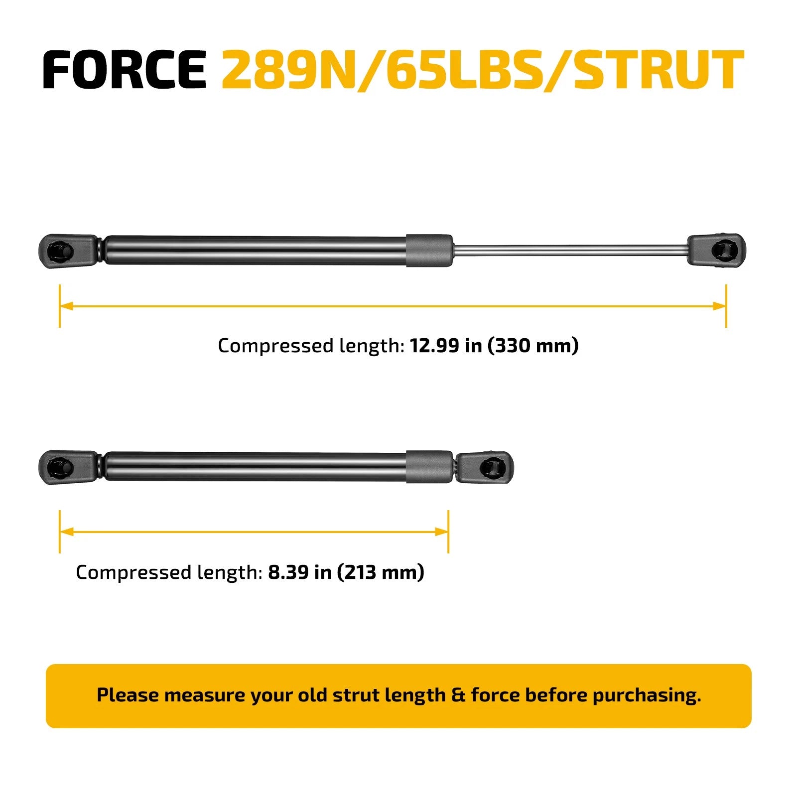 2X Gas Shock Strut for Truck Bed Cover, Trap Door 4127 (13 Inch, 65lb)