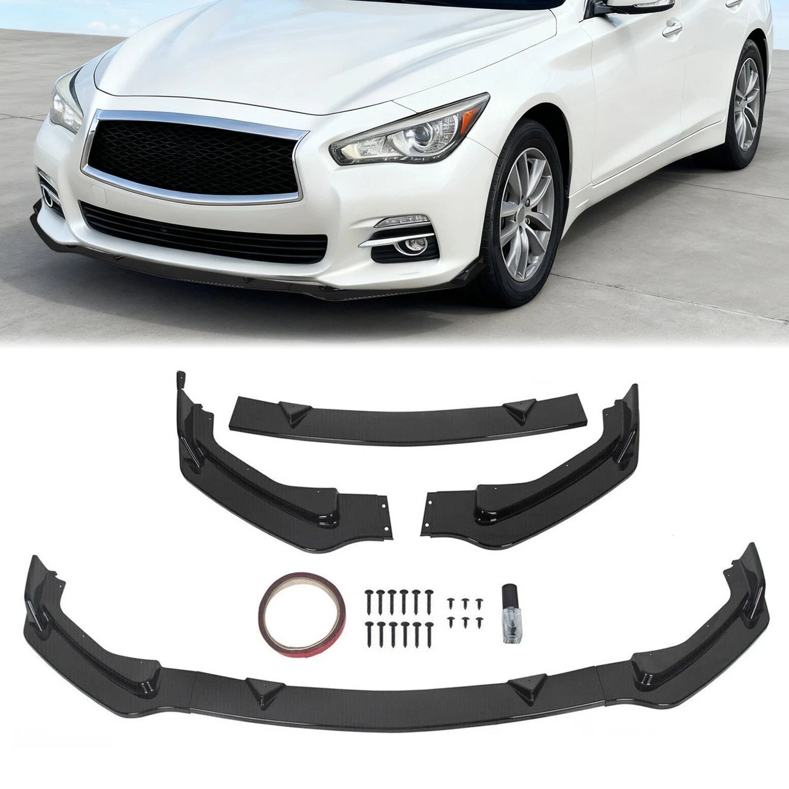 Glossy Black Front Bumper Lip Spoiler for Infiniti Q50 (2014–2017)