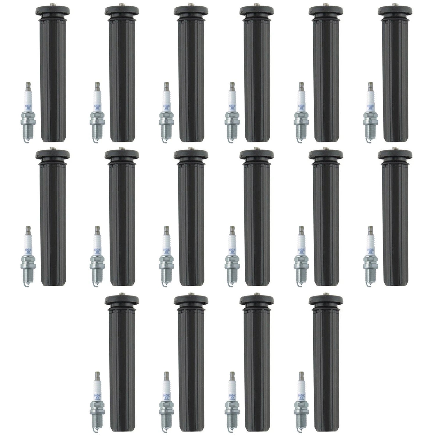 Set of 16 NGK Laser Platinum Spark Plugs & Denso Coil Boots for Challenger (2011–2023)