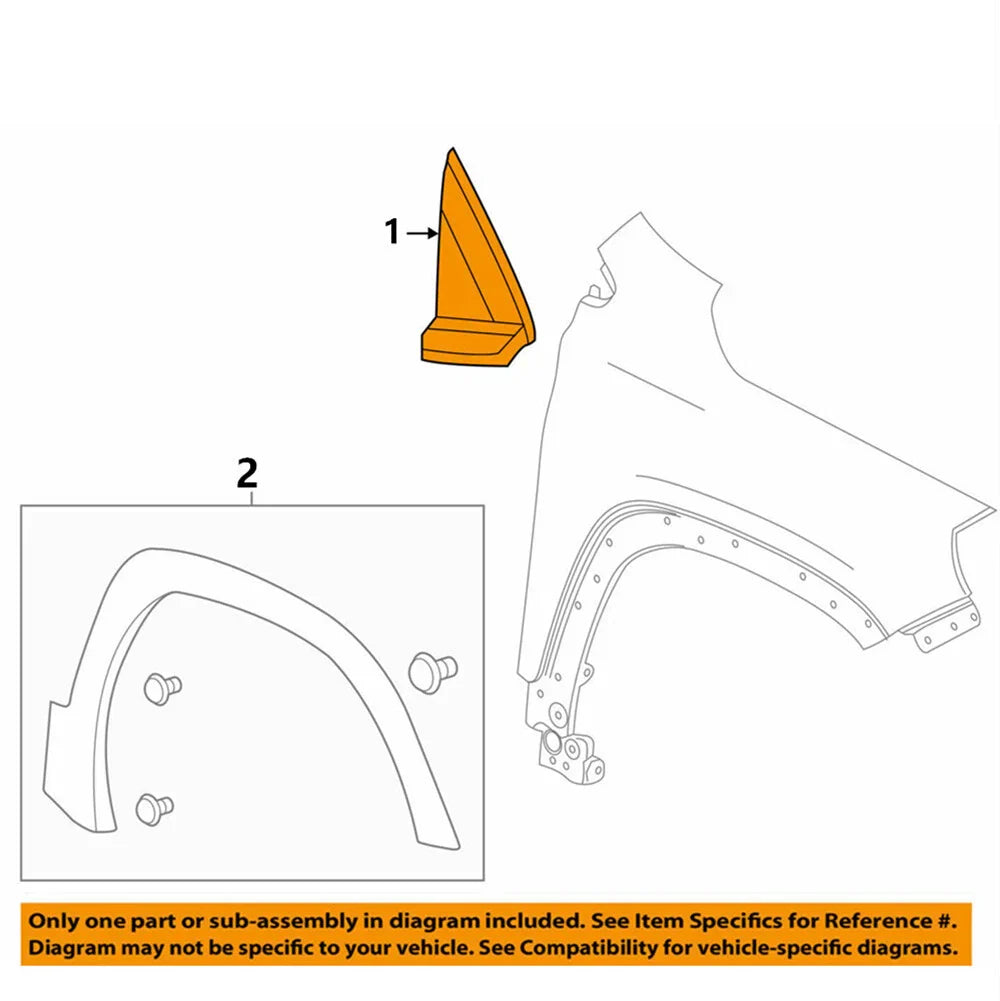 Black Plastic Left Fender Trim Molding for GMC Terrain (2018-2022)