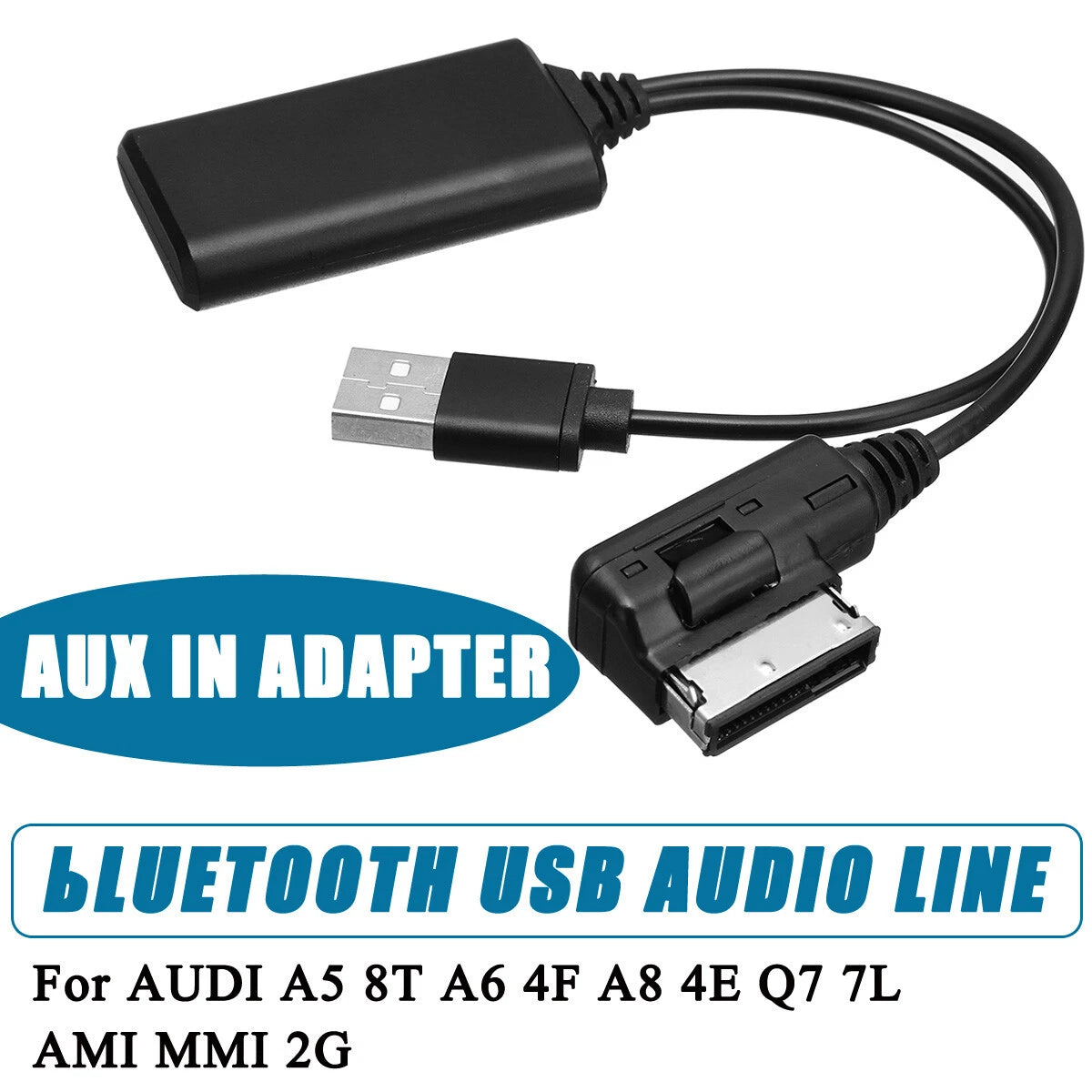 Set of 2 Wireless Bluetooth AUX Audio Cable Adapters for Audi Q7 A5 A6 (2006–2020)