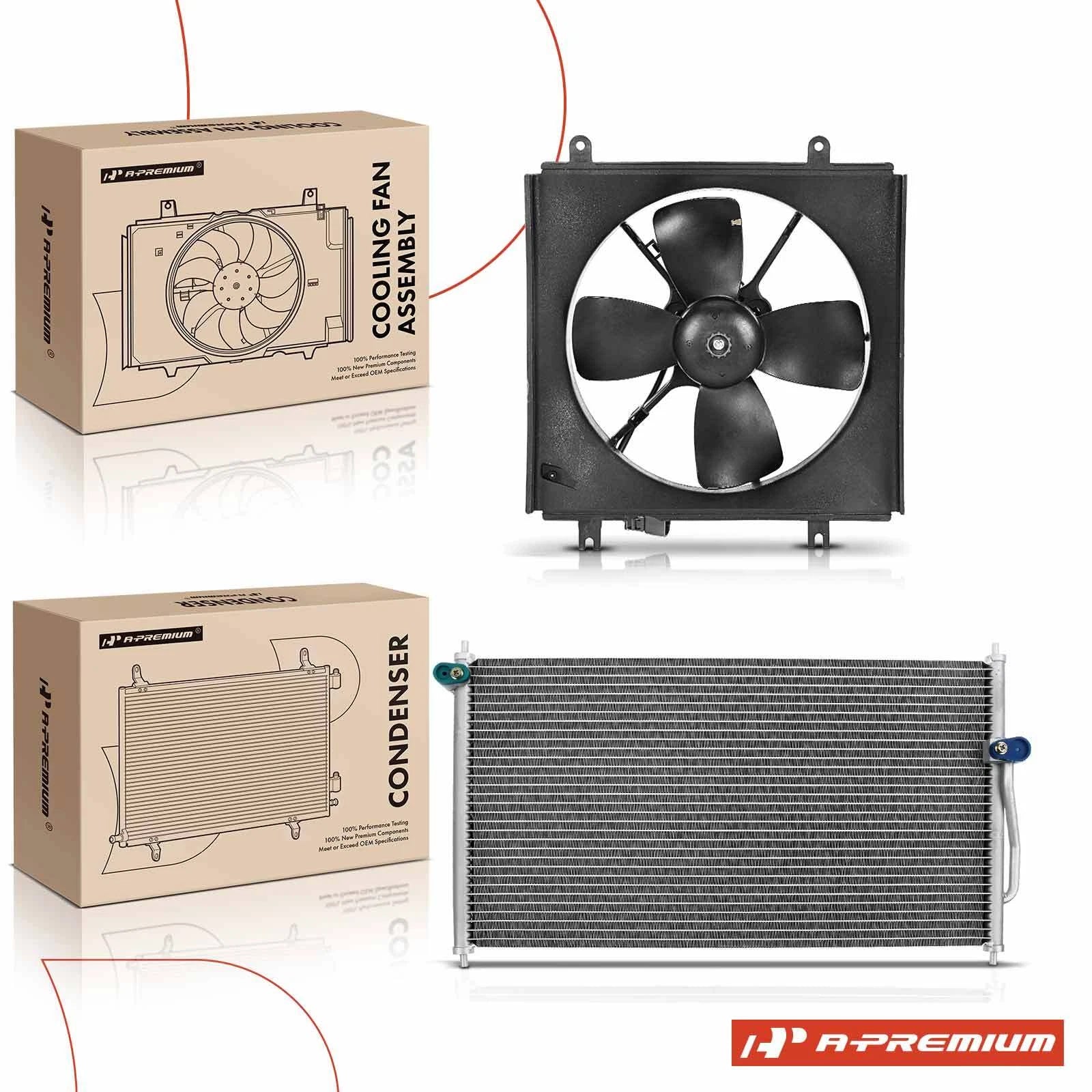 2Pc AC Condenser & Cooling Fan Assembly Kit for Honda CR-V (2017–2020)