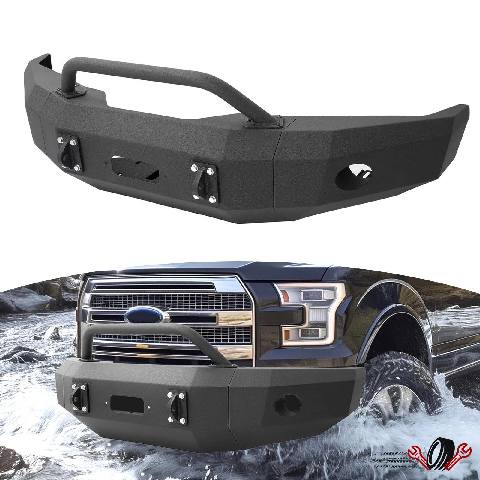 Front Bumper Assembly with Winch Plate for Ford F-150 (2015–2017)