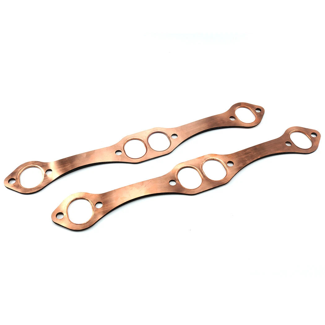 SBC Oval Port Copper Header Exhaust Gaskets for SB Chevy 327 305 383 (Reusable)