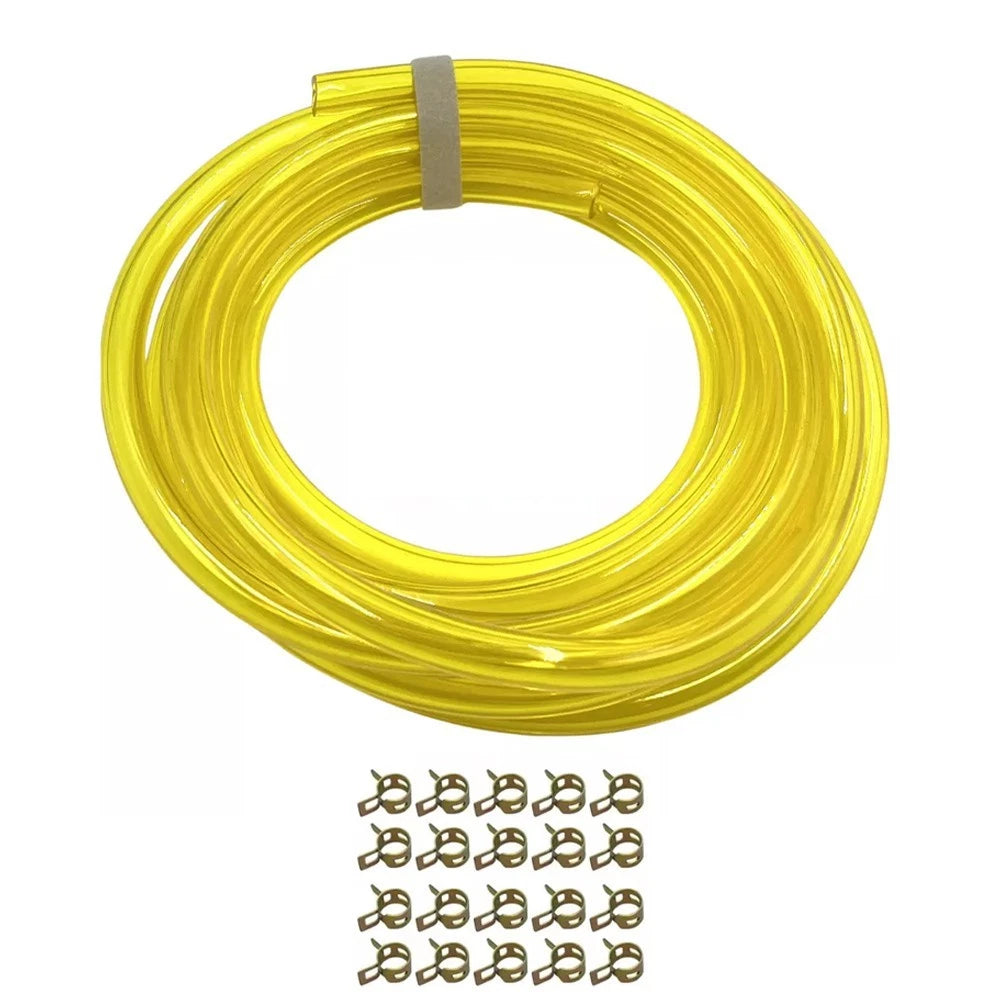 Fuel Line Hose 10ft 3/16" x 5/16" with Clips for Chainsaws Lawn Mower Generator