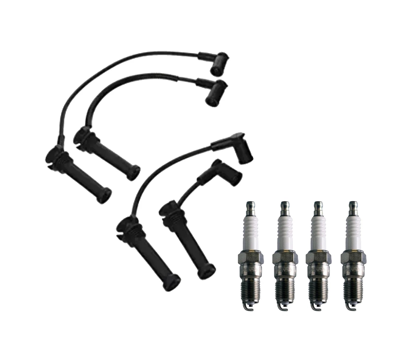 Denso 7mm Wire Set & 4 U-Groove Spark Plugs Kit for Mazda 6 i (2003–2008)