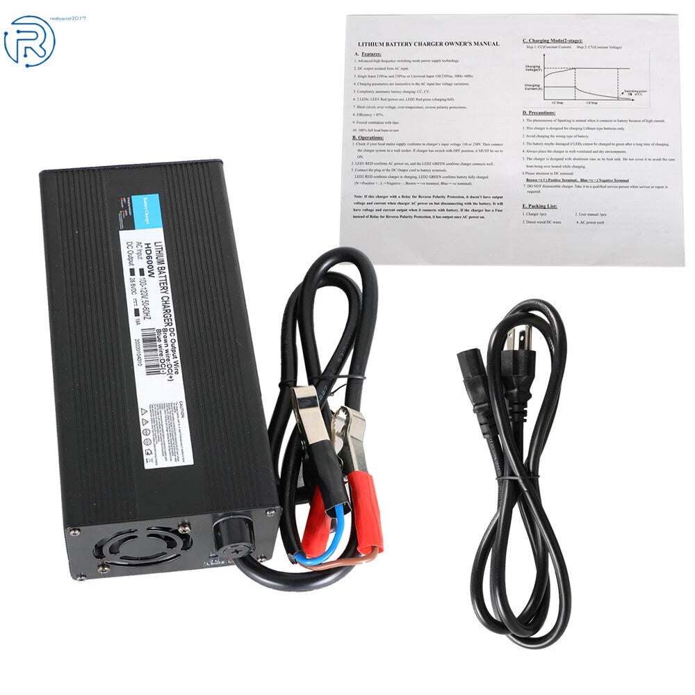 Lithium LiFePO4 Deep Cycle Rechargeable Battery Charger (28.8V 18A)