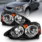 Black Clear Lens Crystal Headlight Set for 2002-2004 Acura RSX