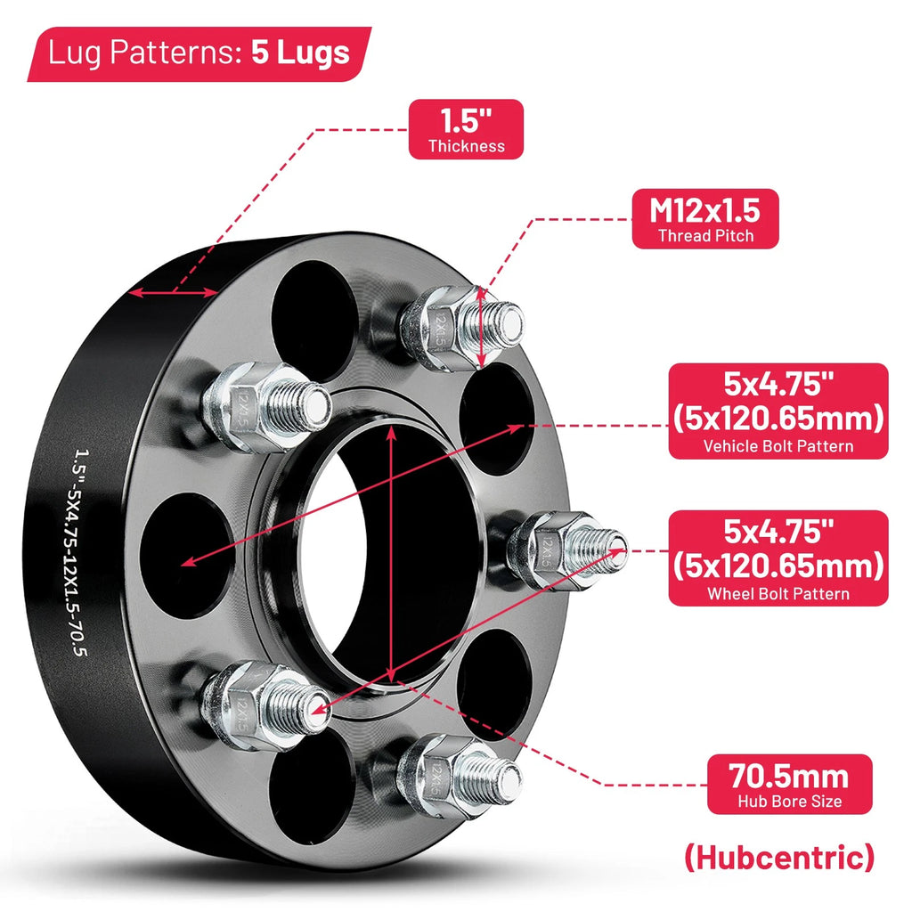 1.5" Hubcentric 5x4.75 Wheel Spacers for Chevy S10 Corvette Blazer (1982-2002)