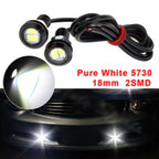 2pcs White Motorcycle Eagle Eye Lights Strobe Backup Lamps Mirror Mount