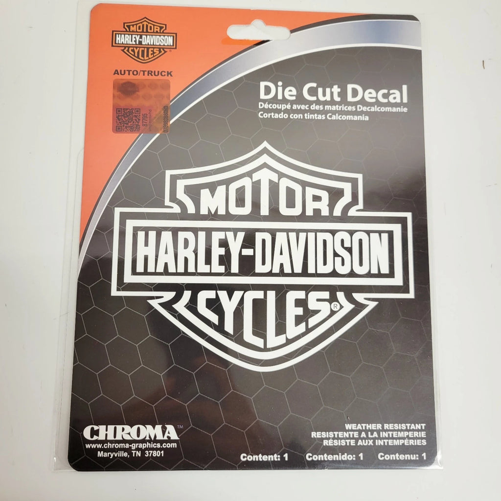 Pack of 3 Harley-Davidson Bar & Shield White Die Cut Window Decals 4"x5.1"