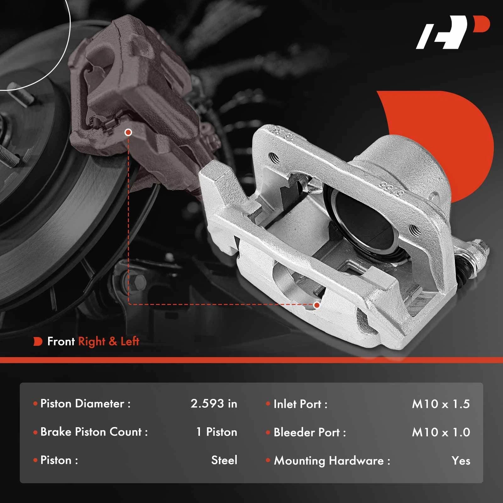 Pair Front Brake Calipers with Bracket for Ford Taurus (1996-1999)