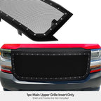 Upper Stainless Mesh Grille for Chevy Silverado 1500 (2016-2019) Black Shell