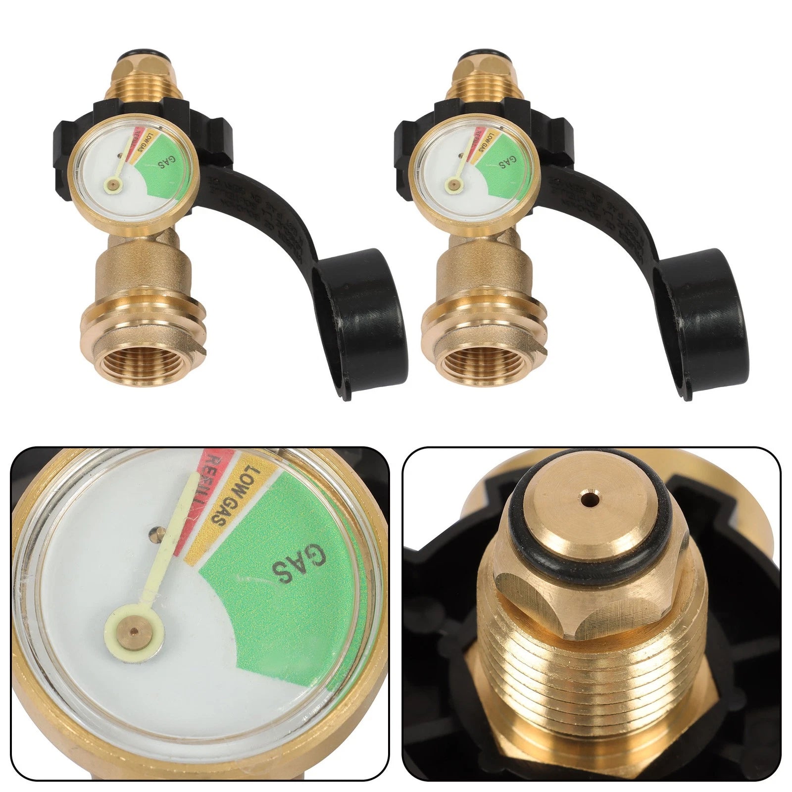 2X Propane Tank Adapter with Gauge for LP Tank Valve to QCC/Type1