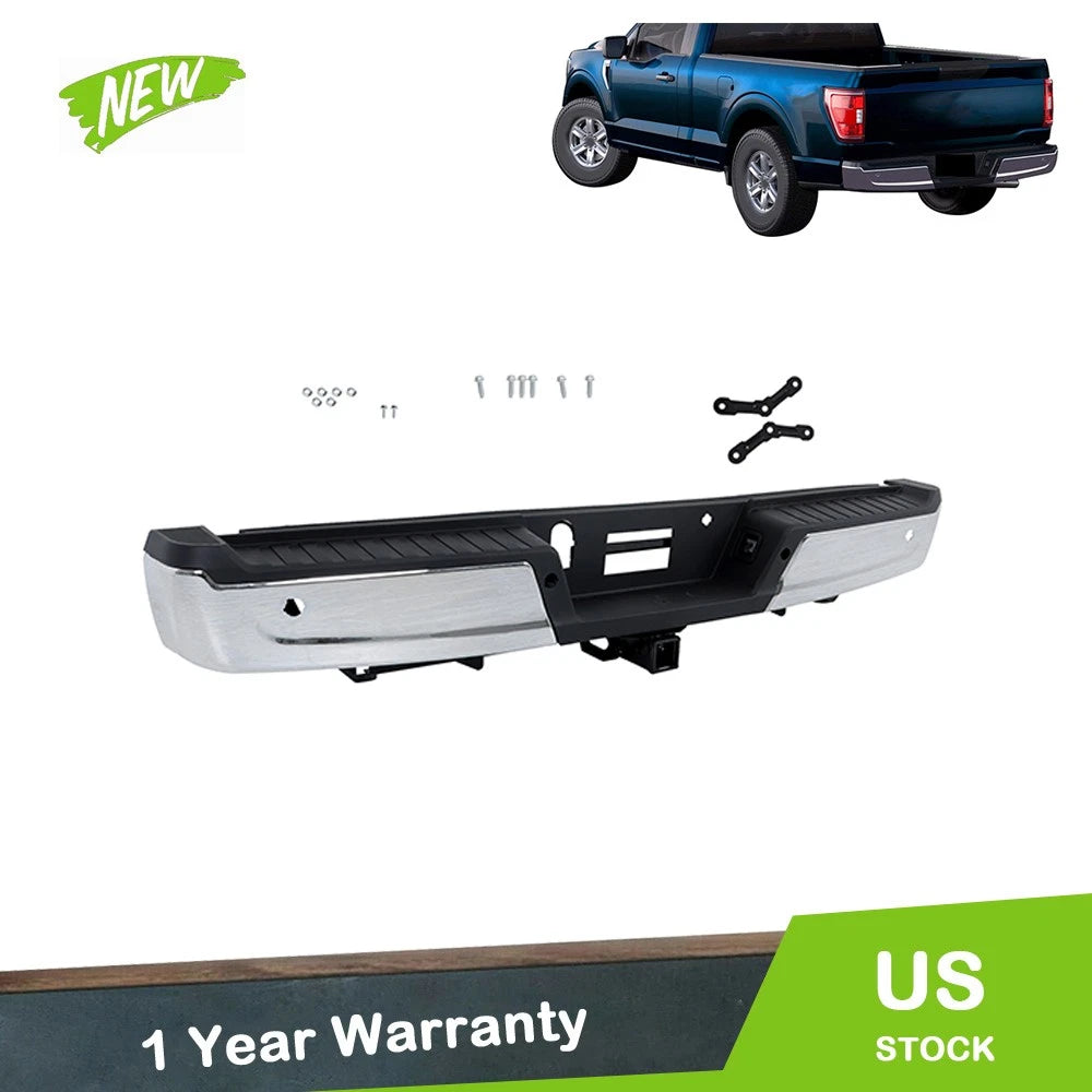 Chrome Rear Step Bumper w/ Sensor Holes for Ford F-150 (2021–2023)