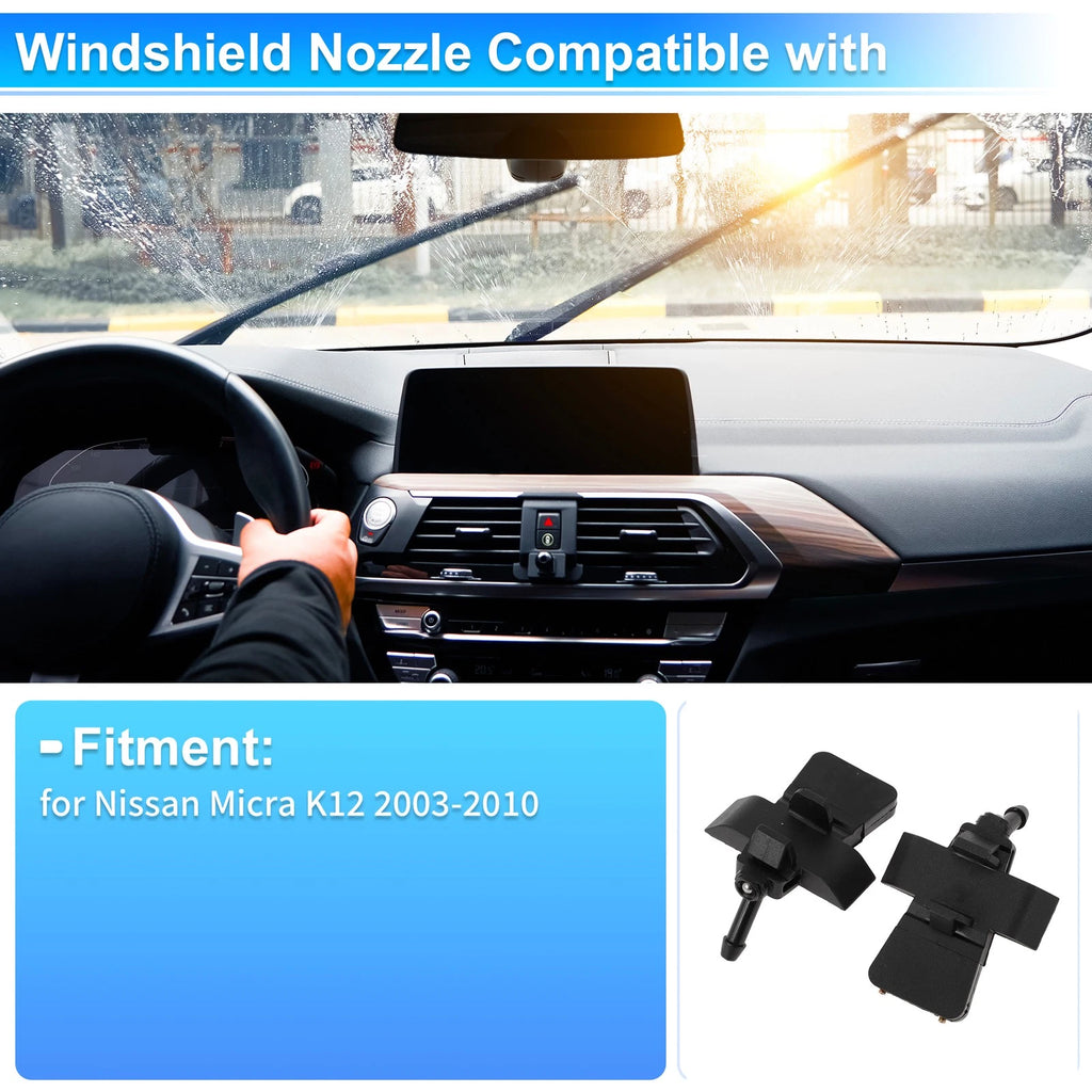 2X Windshield Washer Nozzle for Nissan Micra K12 (2003–2010) No. 28931AX600
