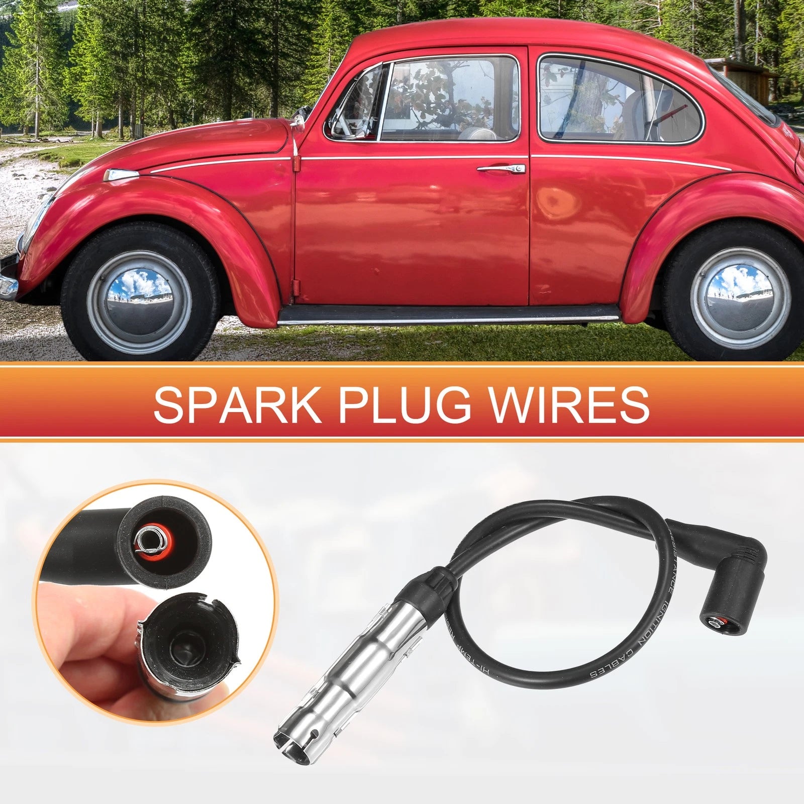 Set of 4 Spark Plug Wire Ignition Coil Cables for VW Beetle Golf (2001–2007)