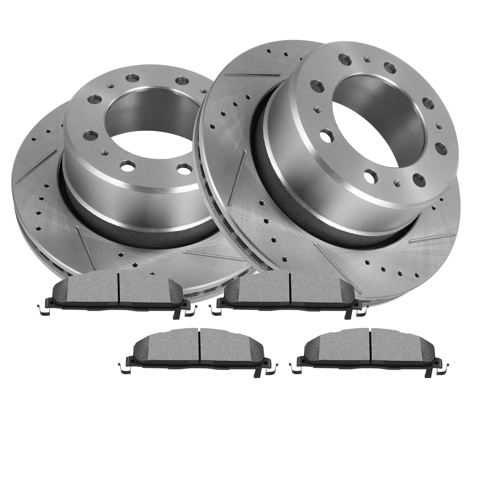 Rear Drilled Brake Rotors & Ceramic Brake Pads for RAM 1500 Tradesman HD (2010–2023)