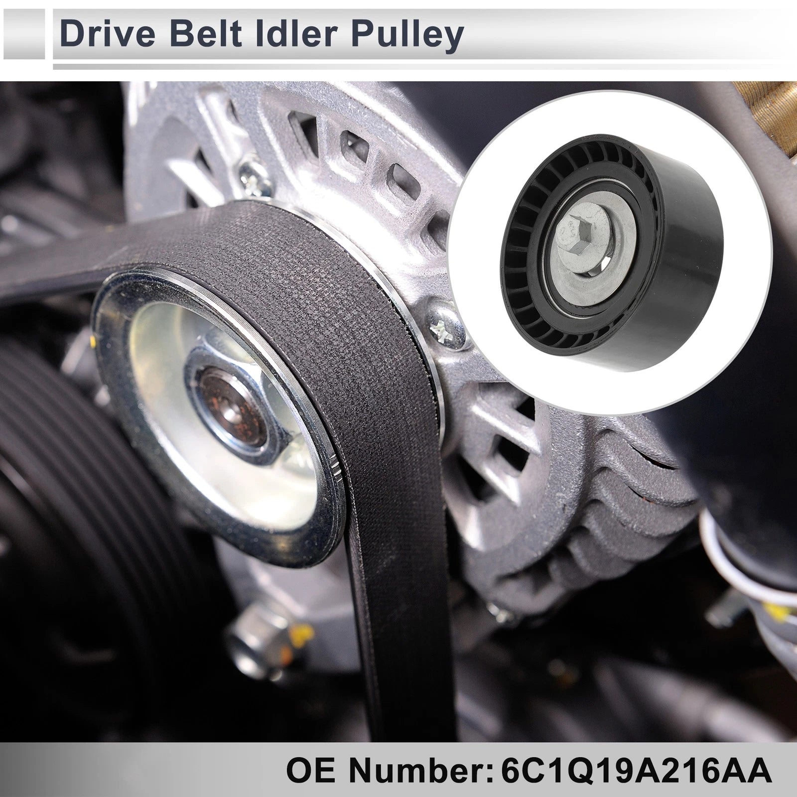 Drive Belt Idler Pulley for Ford Transit (2006–2014) No. 6C1Q19A216AA Black
