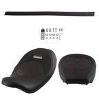 Black Seat for Harley Touring (2009–Present) Red Stitch Driver Passenger