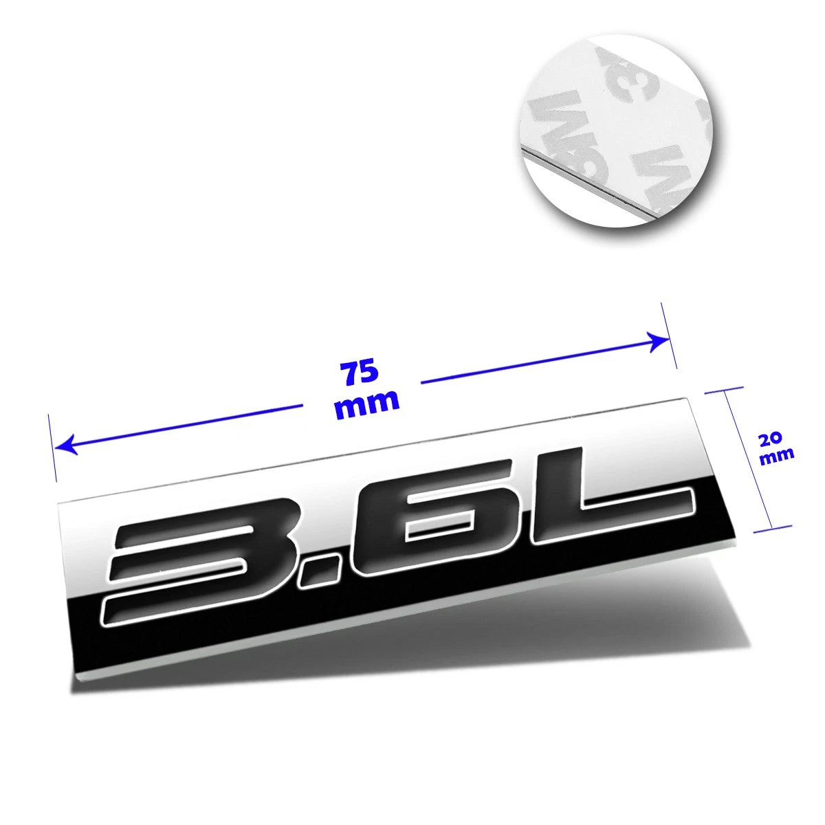 3.6L Polished Metal 3D Decal Emblem for Cadillac Saturn Buick Pontiac