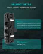 Front Driver Side Master Power Window Switch for Ram 1500 2500 3500 (2011–2012)