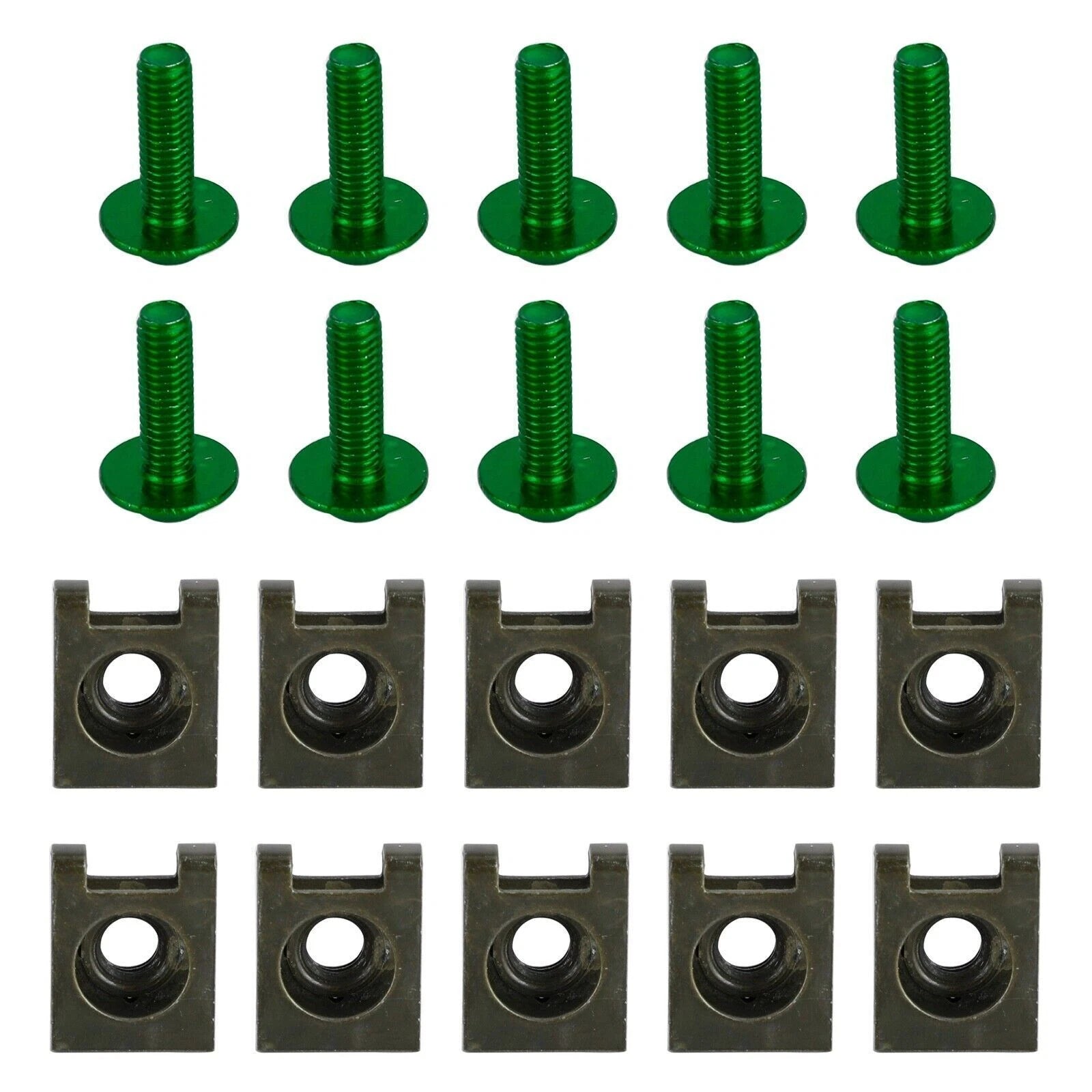 10x Aluminum M6x20mm Screen Bolts & Spring C Clips for Kawasaki