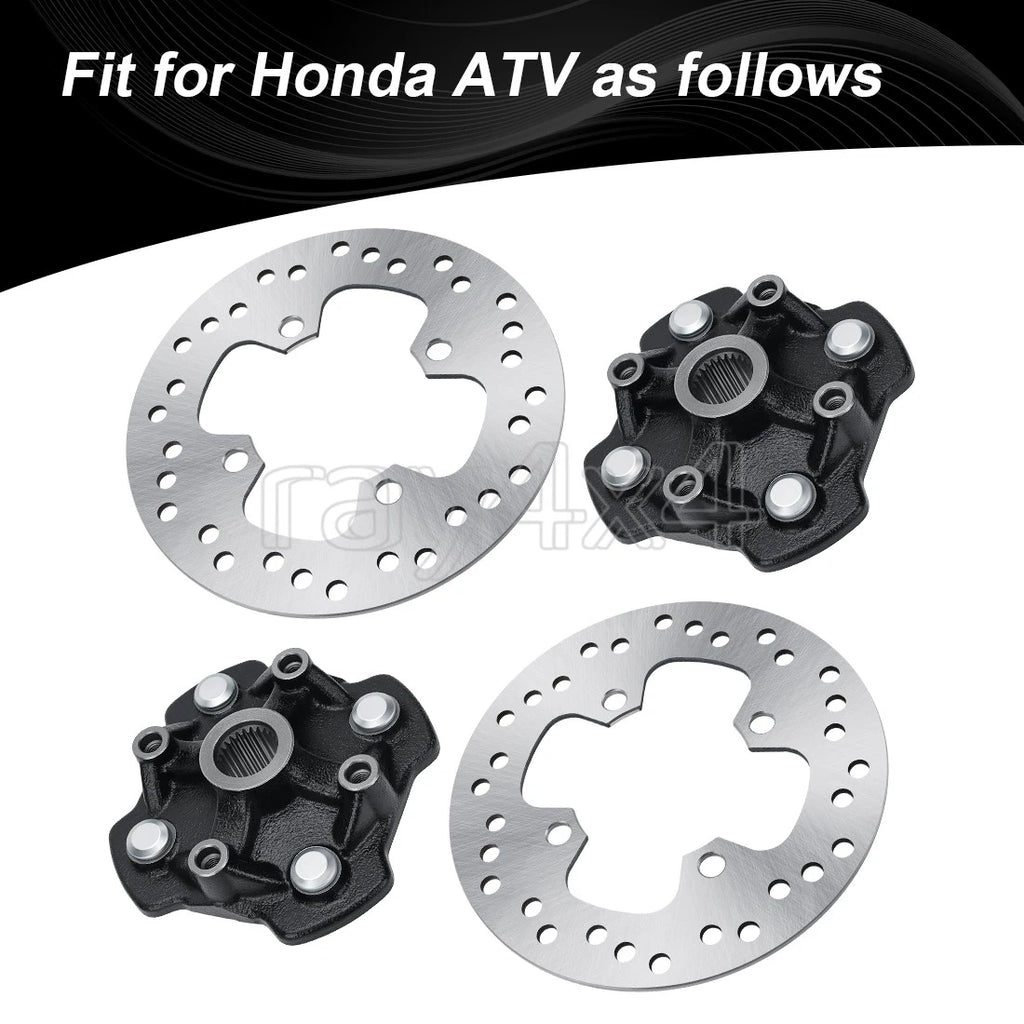 Front Left Right Wheel Hubs & Brake Disc Rotor for Honda Rancher 420 (2007–2014)