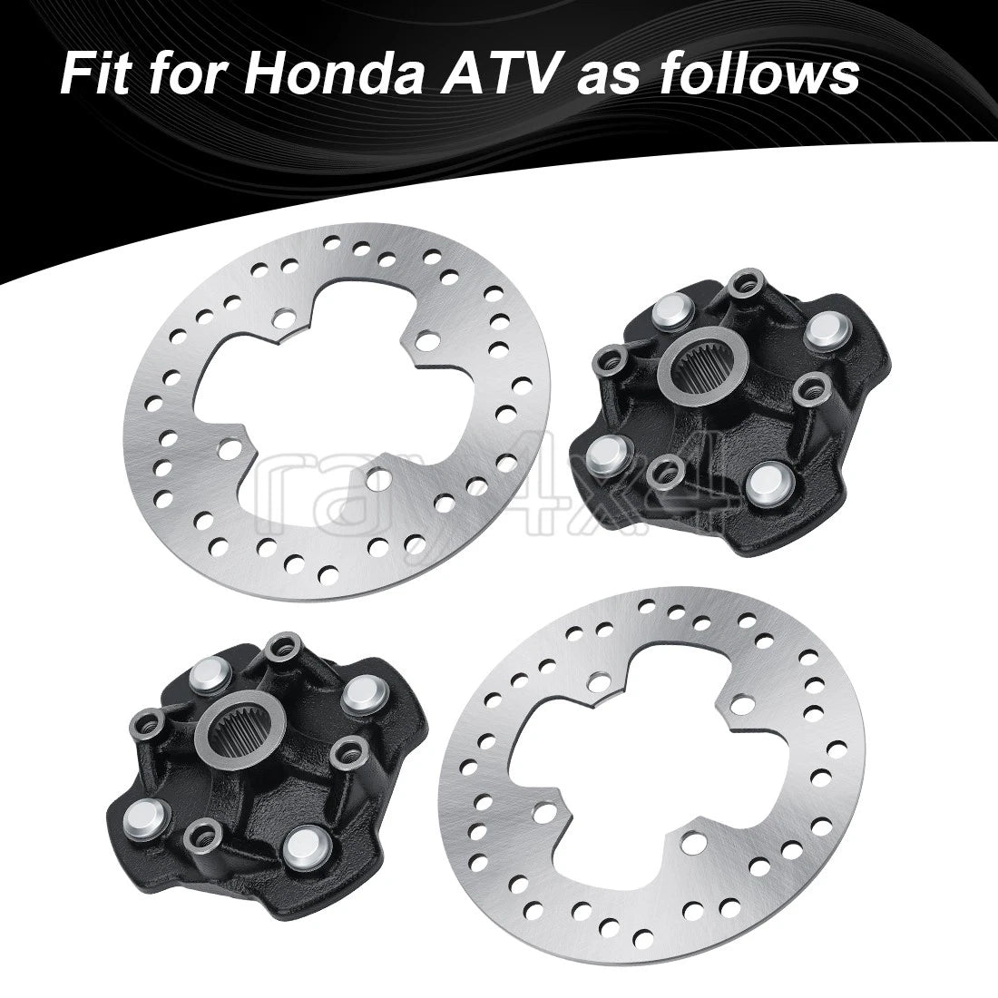 Front Left Right Wheel Hubs & Brake Disc Rotor for Honda Rancher 420 (2007–2014)