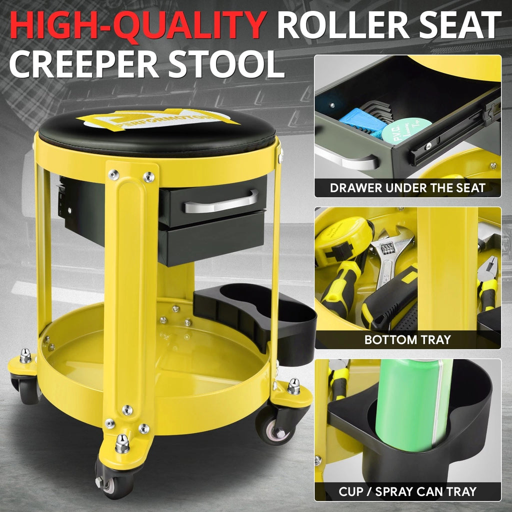 Mechanics Roller Seat with Storage for Universal Use (300lbs Capacity)