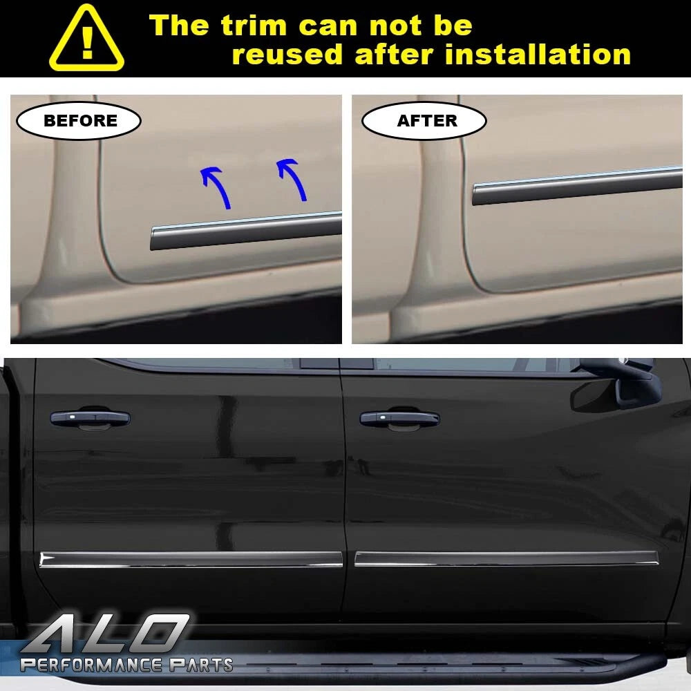 Set of 4 Body Side Molding Trim for Silverado/Sierra Crew Cab