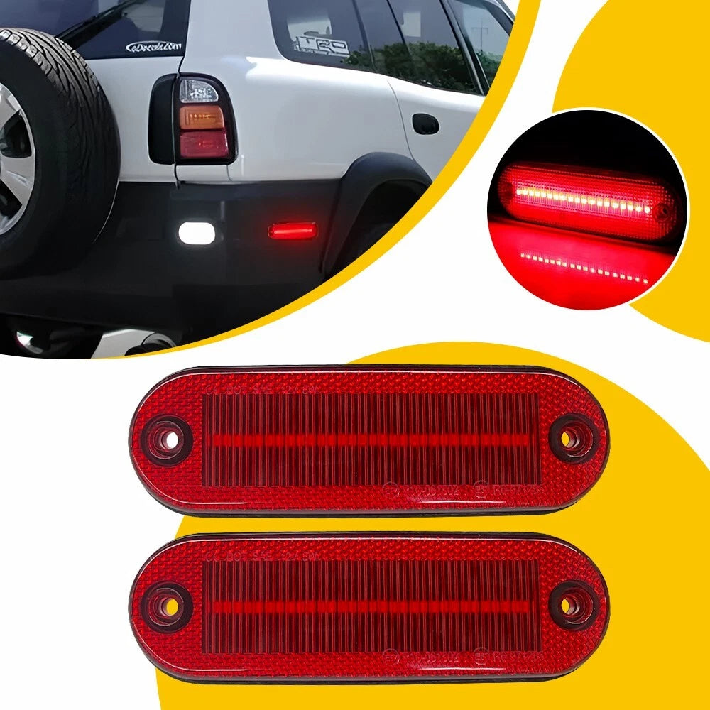 2X Red LED Rear Bumper Side Marker Lights for Toyota RAV4 (1996–2000)