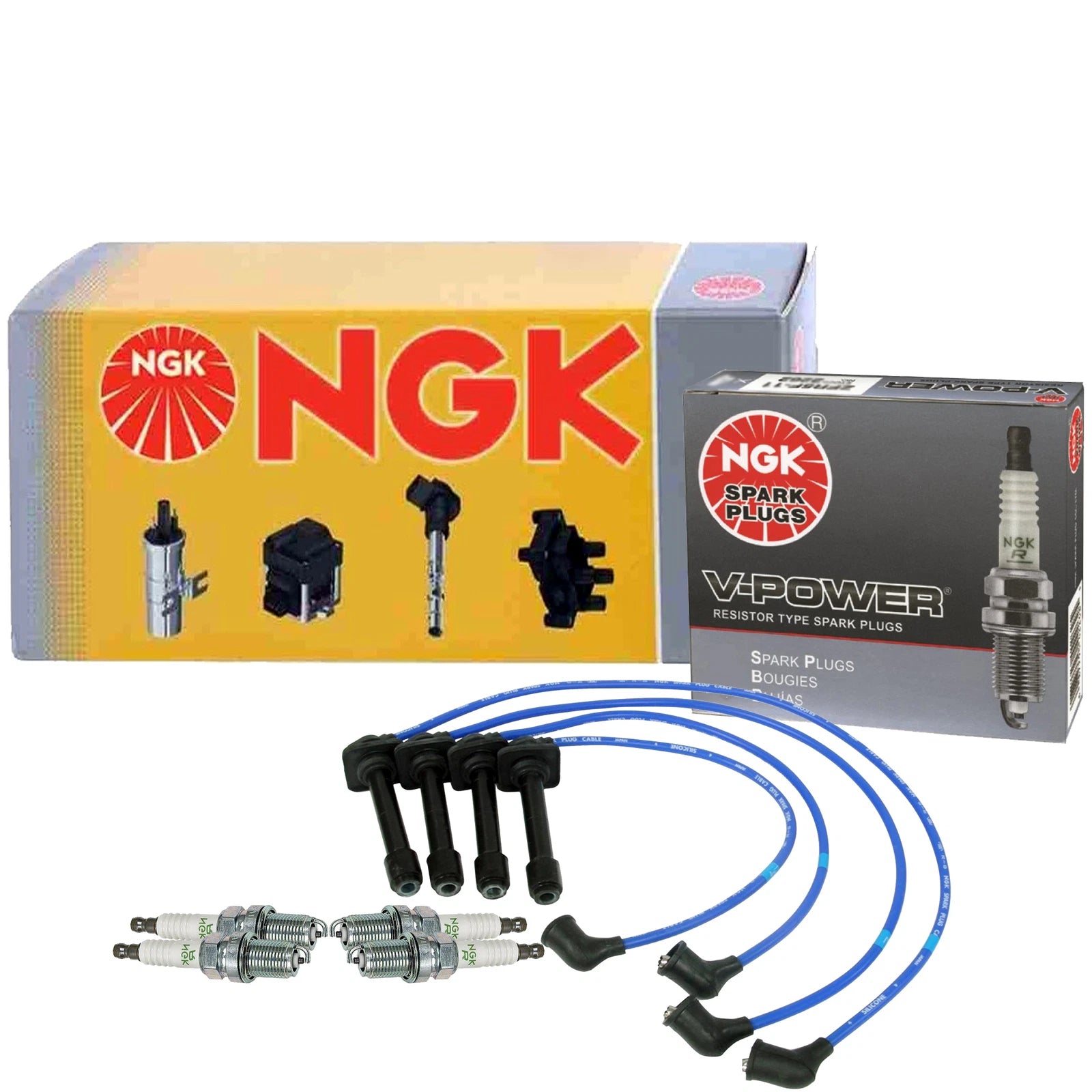 Set of 4 NGK V-Power Spark Plugs for Mazda 626 MX-6 (1991)
