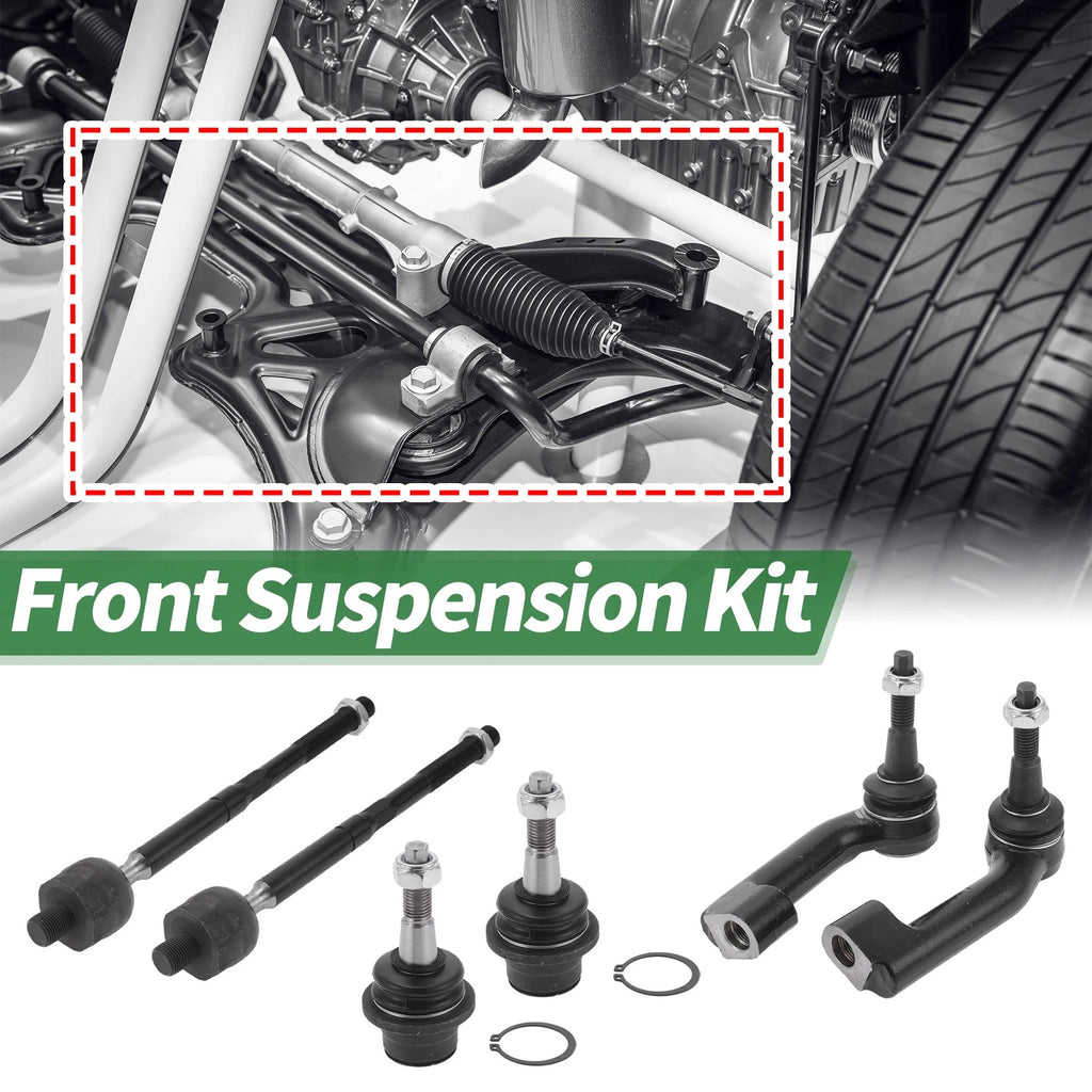 6 Pcs Front Suspension Kit Inner Outer Tie Rod Ends for Ford Expedition 