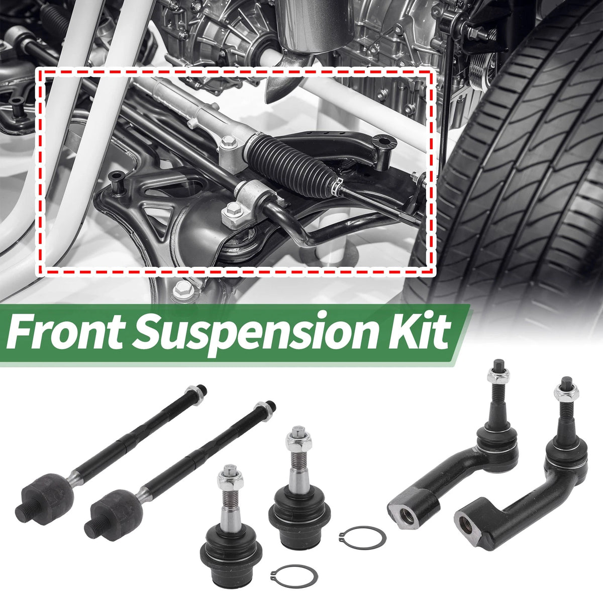 6 Pcs Front Suspension Kit Inner Outer Tie Rod Ends for Ford Expedition 