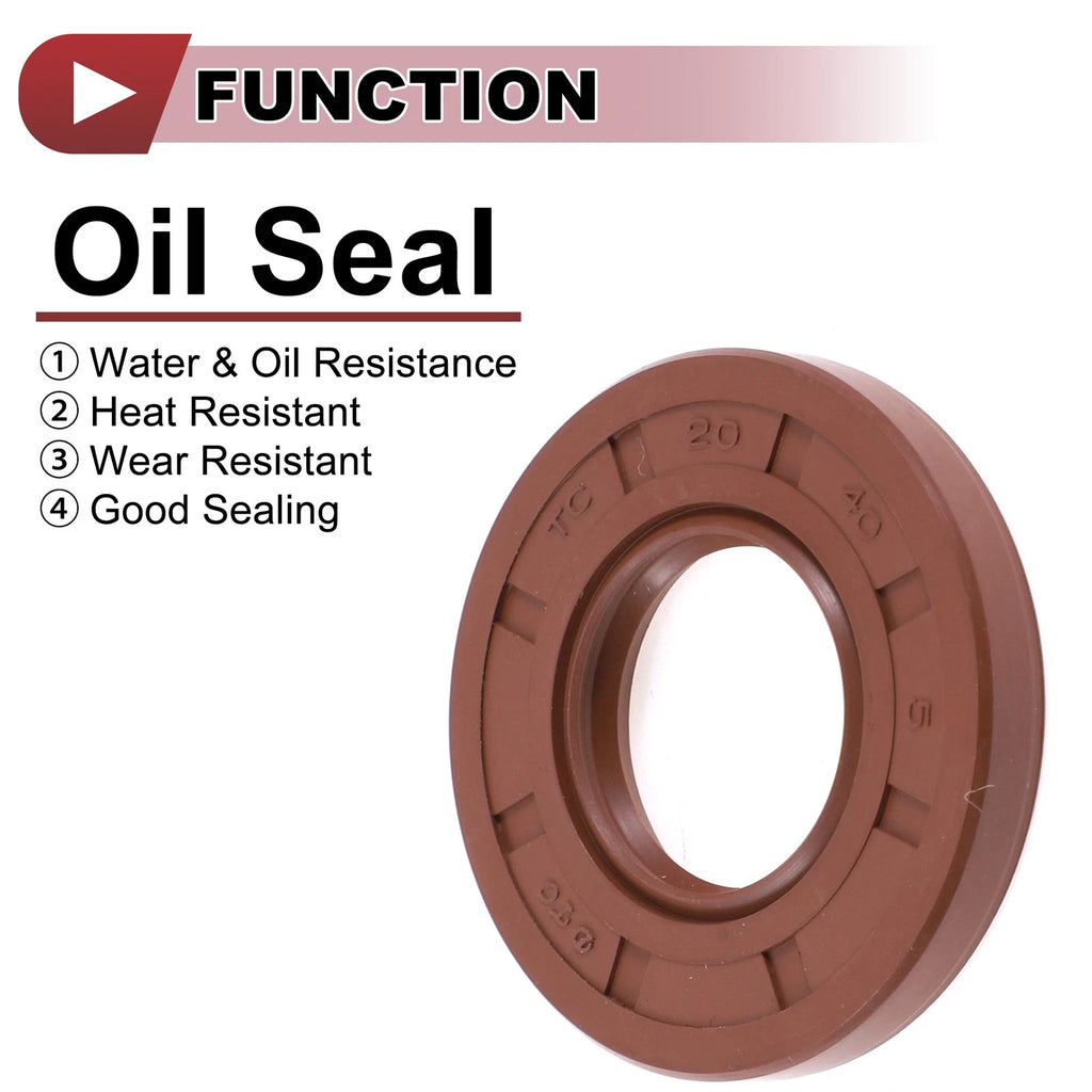 Set of 2 Oil Seal Rotary Shaft Seal FKM Rubber 20x40x5mm