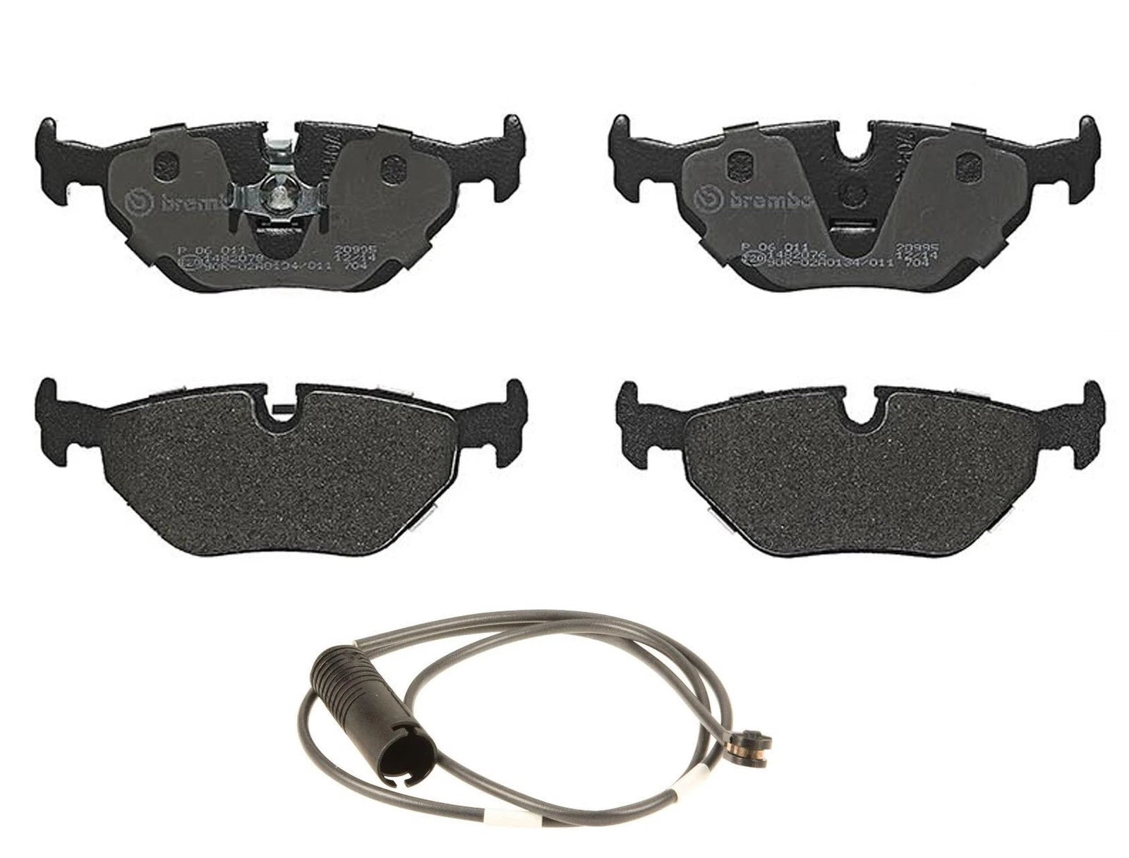 Set of 4 Brembo Rear Low-Metallic Brake Pads with Sensor for BMW E36 Z3 (1998–2002)