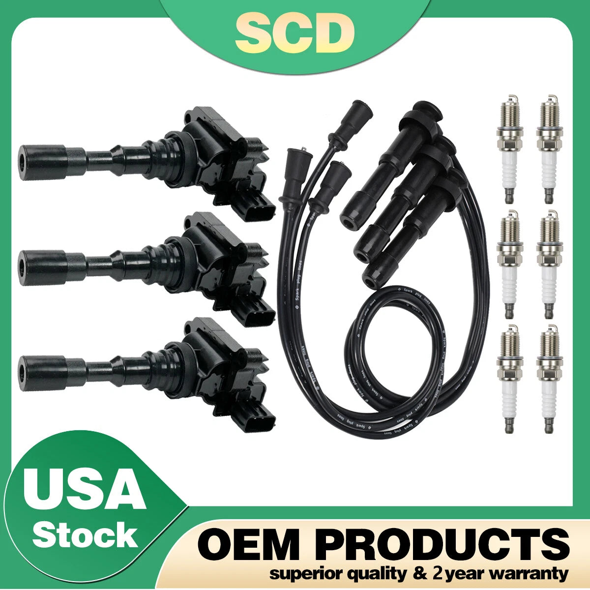 3 Ignition Coils & Spark Plug Wires for Kia Sorento (2011–2016) UF431 27300-39800
