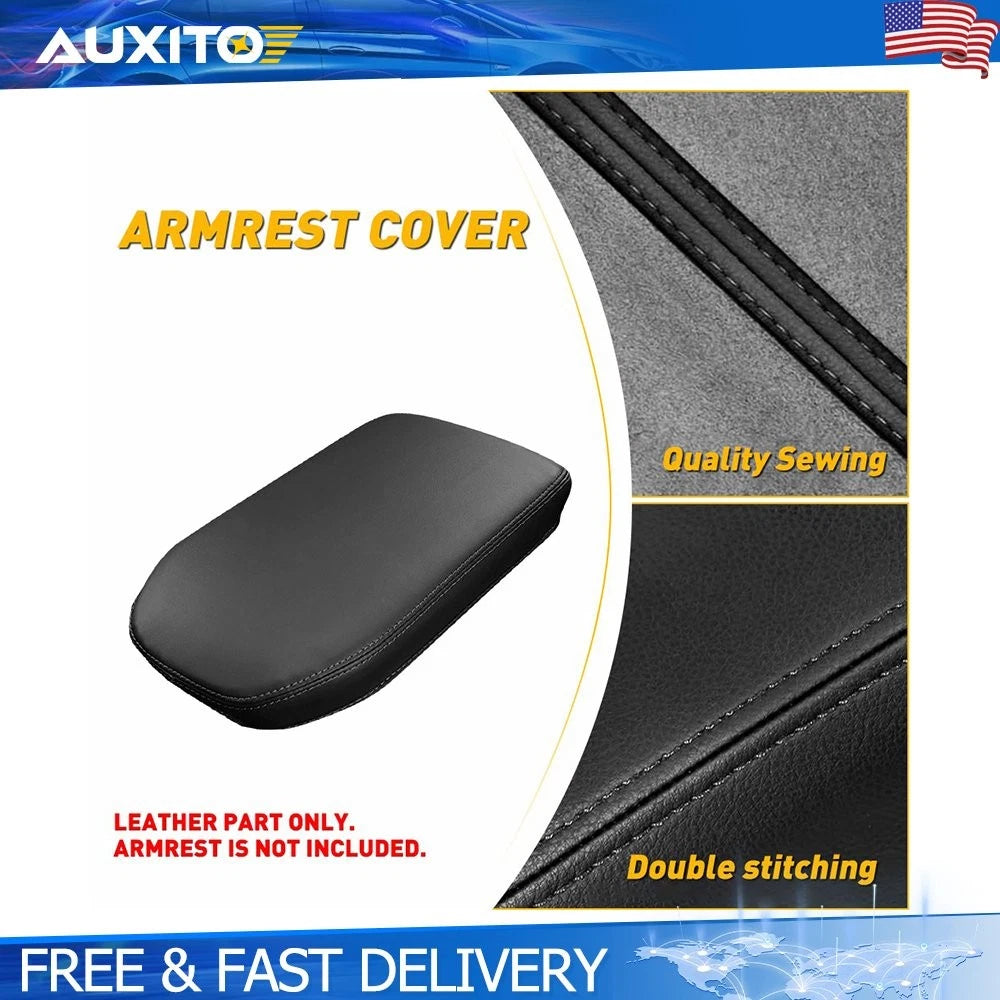 Center Console Armrest Cover for Toyota RAV4 (2019–2025) Black PU Leather