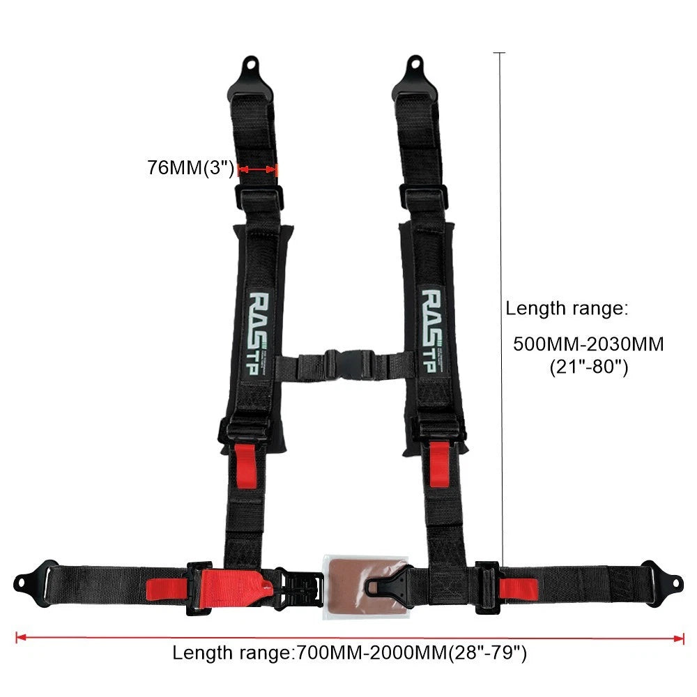 2X 3” 4 Point Racing Harness Belt Camlock Quick Release for UTV ATV