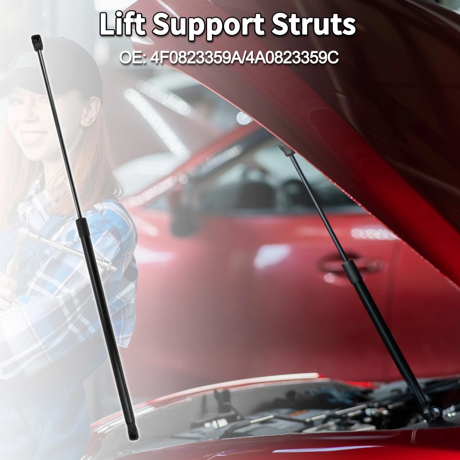 Set of 2 Front Hood Lift Supports Struts 4F0823359A/4A0823359C for Audi A6 S6 (2005–2011)