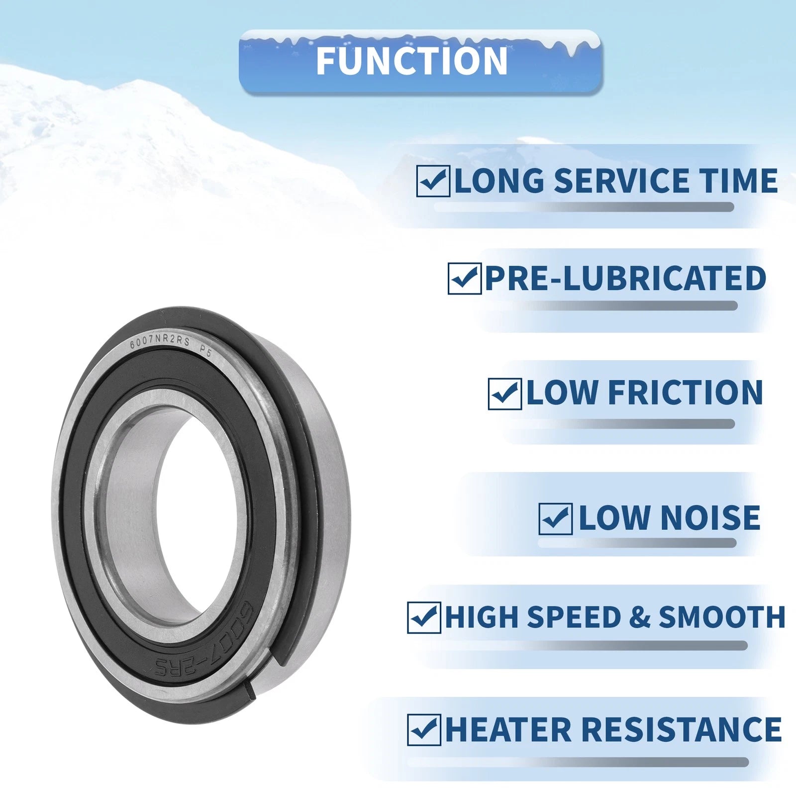 6007NR2RS Deep Groove Ball Bearing for Scooter Skateboard Wheel (35x62x14mm)