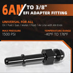 6AN Male to 3/8" Quick Disconnect EFI Fuel Line Adapter Fitting 1500PSI