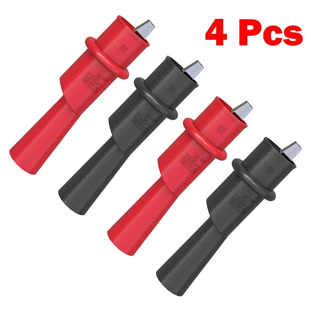 Set of 4 Electrical Clip Test Probe Measurement Crocodile Clamps