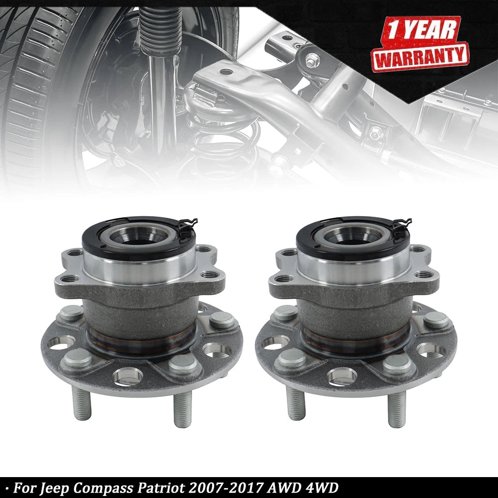 Pair Rear Wheel Hub Bearings for Jeep Compass Patriot (2007â2017) AWD 4WD