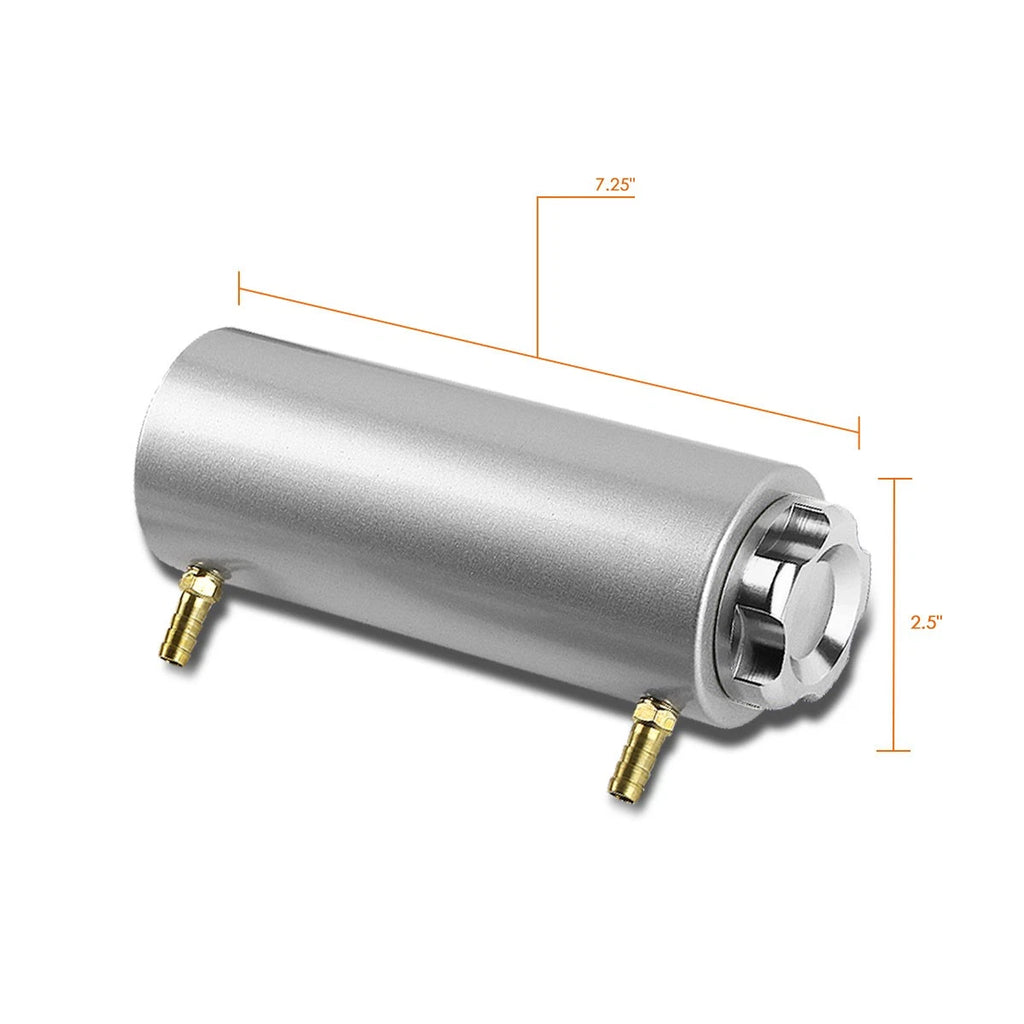 Aluminum Oil Catch Reservoir Can + Cap for Racing (7.25" x 2.7") Chrome