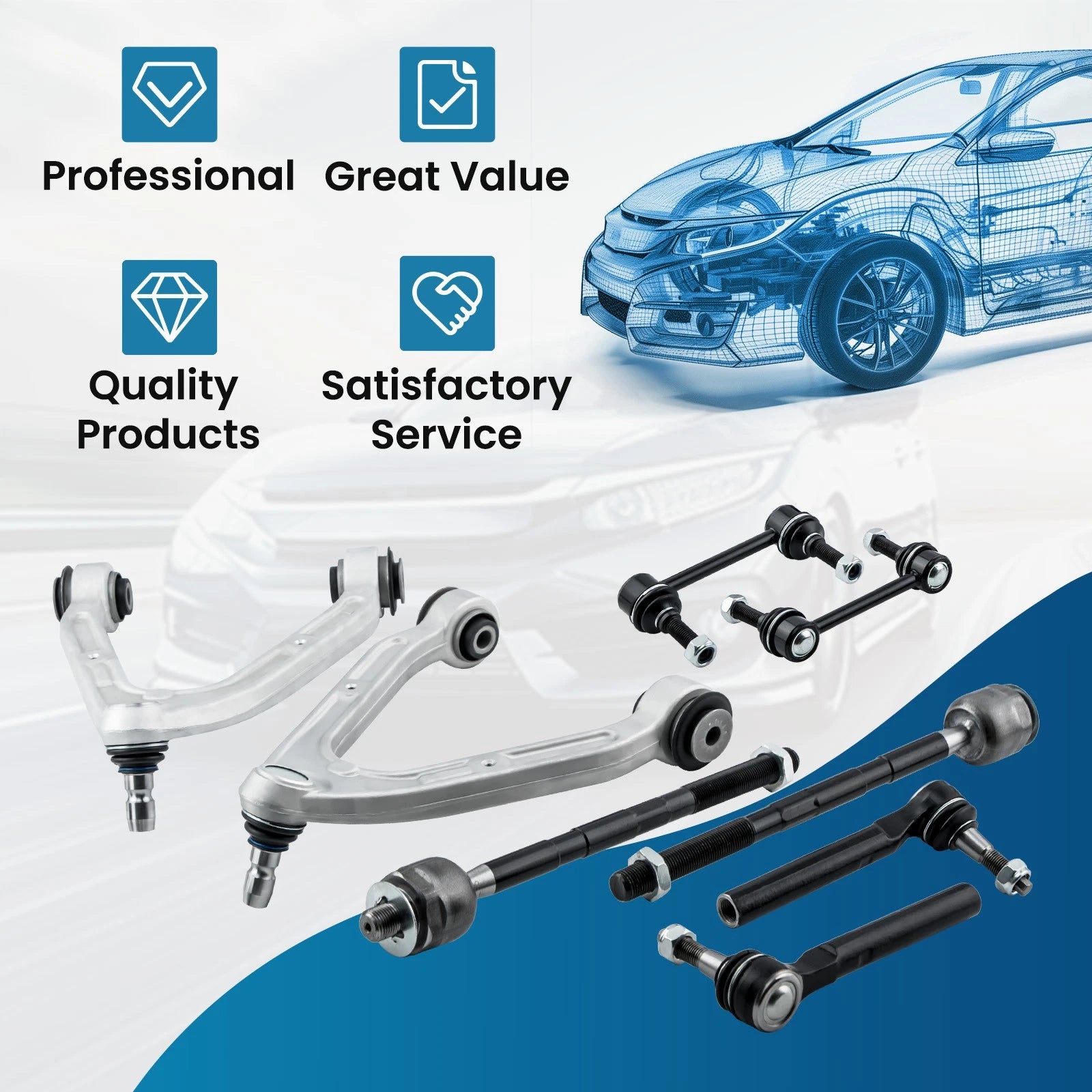 8x Front Upper Control Arms Tie Rod Sway Bars for Hummer H3 H3T (2006–2010)