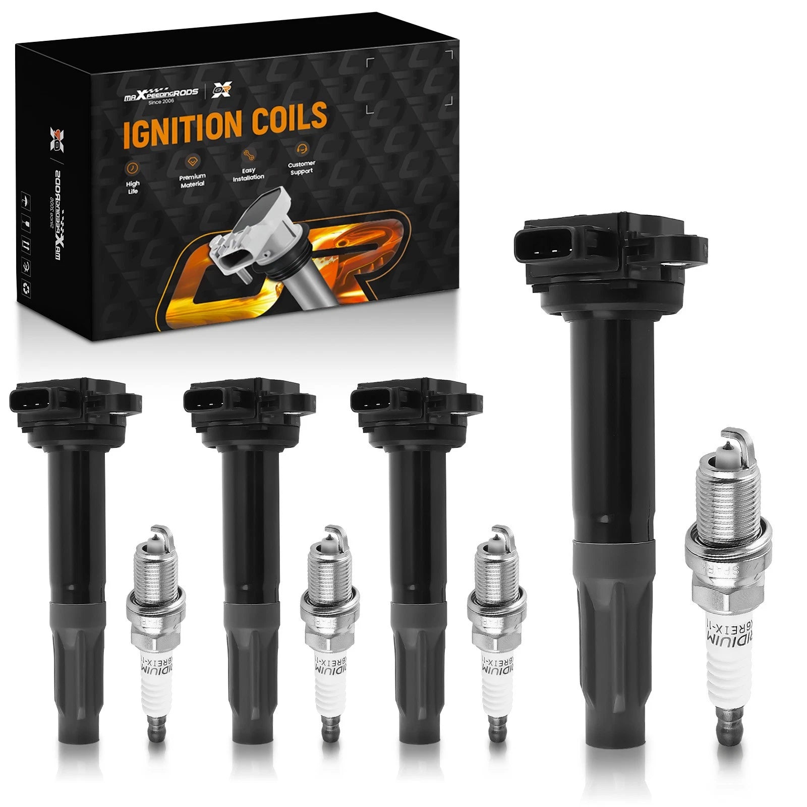 Set of 4 Ignition Coils + Spark Plugs for Subaru Legacy Outback (2010–2012)