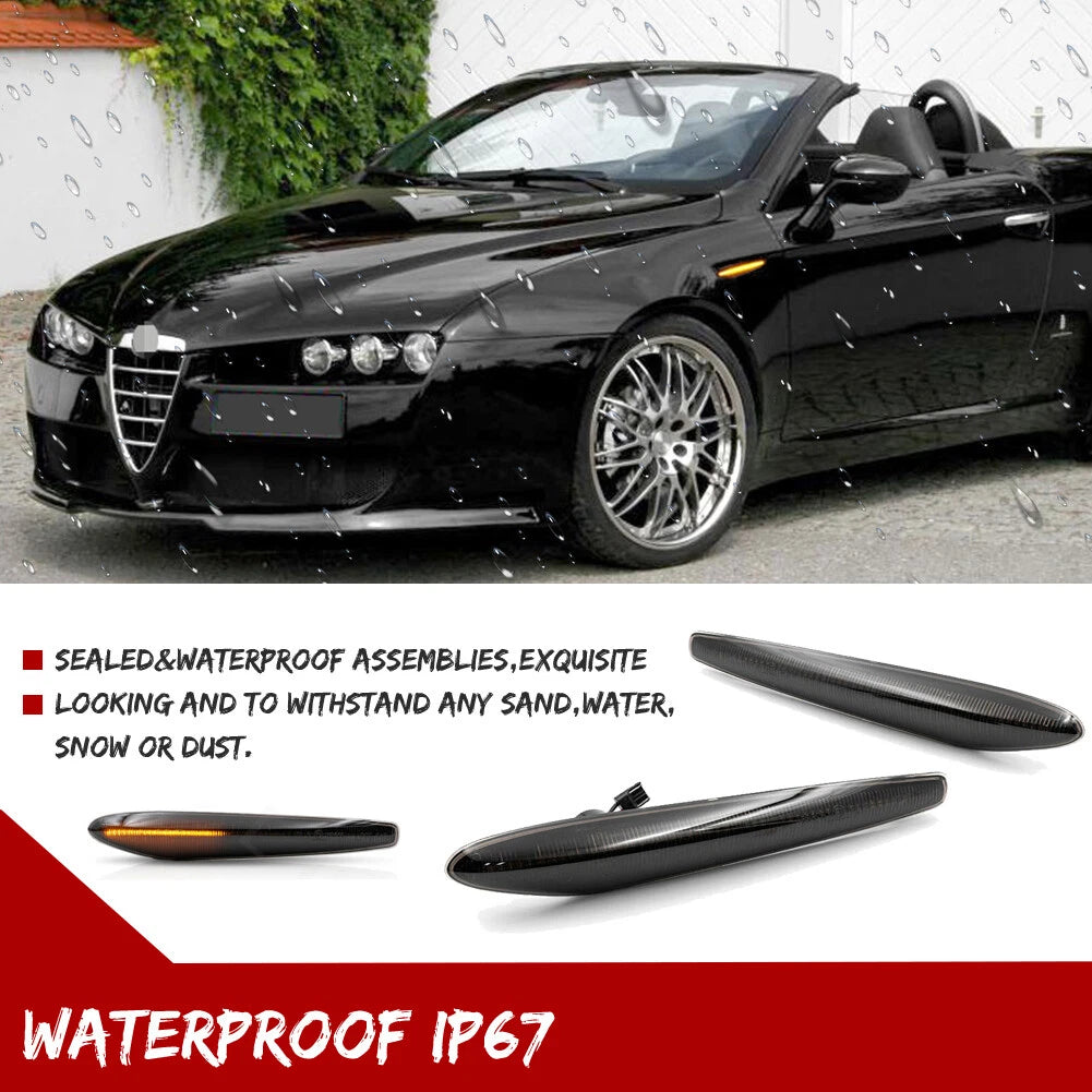 Sequential Smoked LED Fender Indicator Blinker Lamps for Alfa Romeo 159 (2005–2011)