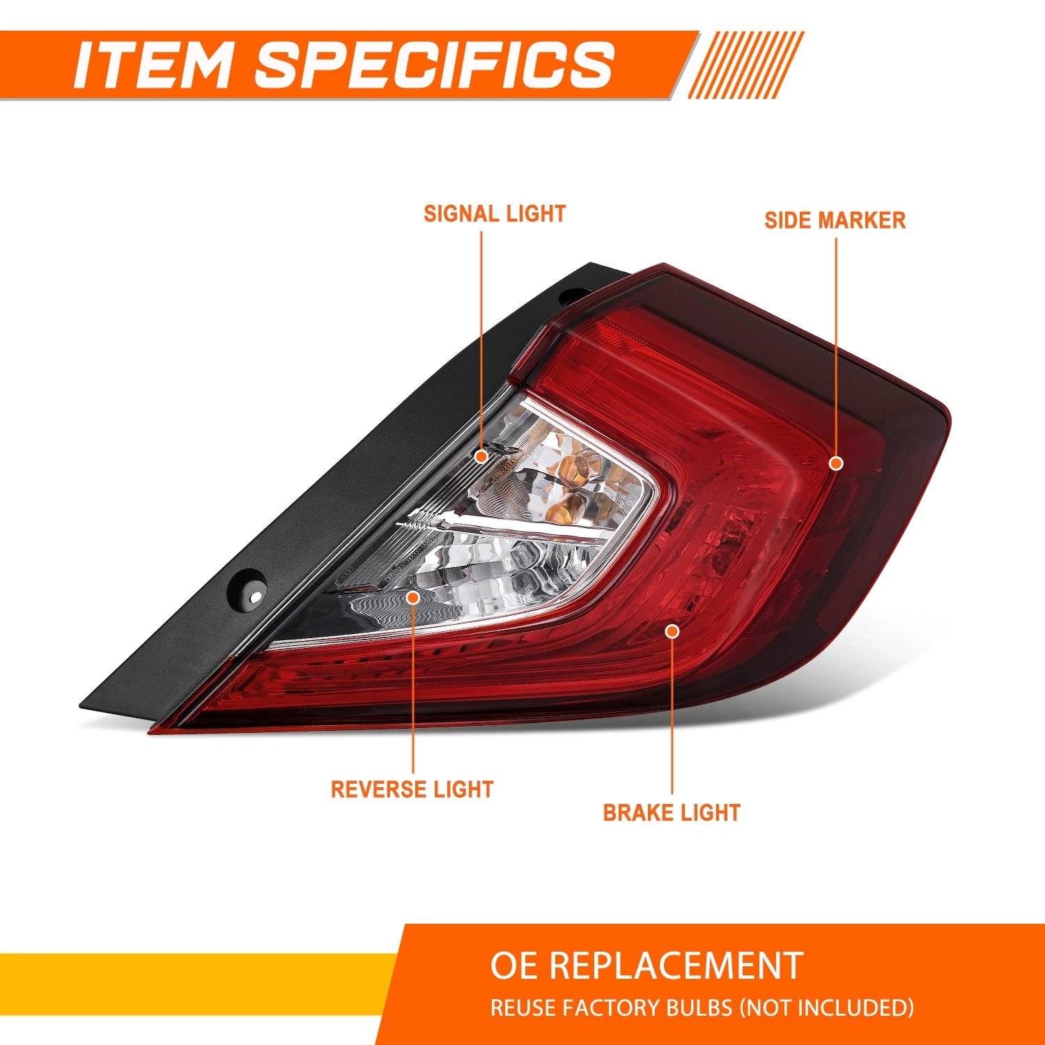 Rear Right Taillight Assembly for Honda Civic Sedan (2016–2021) Chrome Housing